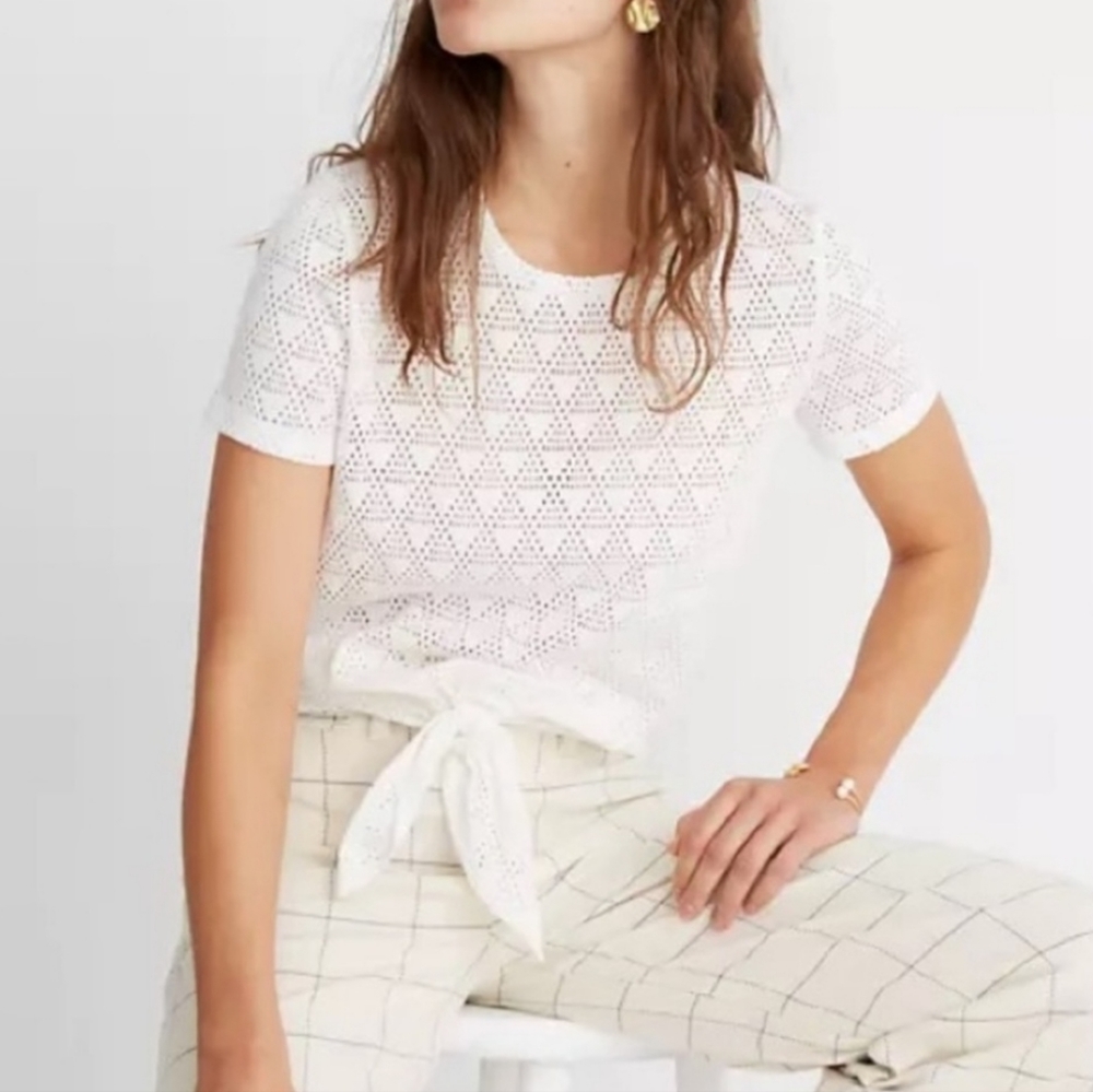 MADEWELL TEXTURE & THREAD GEO EYELET TIE- FRONT TOP SIZE XXS